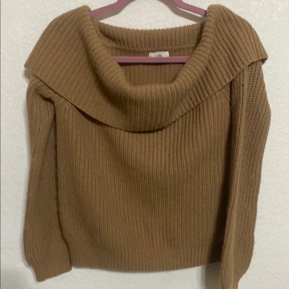 LPA Sweaters Lpa Tan Ribbed Off The Shoulder Sweater Poshmark